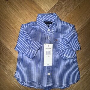 Tommy Hilfiger Blue & White Striped Kids Button-Down Shirt